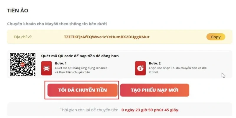 Mỗi phiếu nạp tiền USDT thường thời gian chuyển tiền là trong vòng 24 giờ